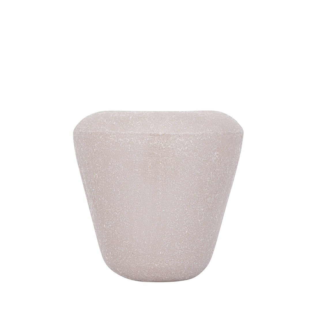Dezia Pot Beige Mozaïek Hoog Small van PTMD, vooraanzicht van de hoge ijzeren pot met beige mozaïek op wit