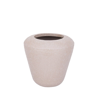 Dezia Pot Beige Mozaïek Hoog Small van PTMD, ander aanzicht van de hoge ijzeren pot met beige mozaïek