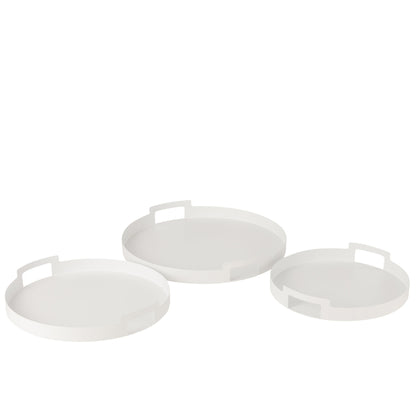 Bandeja Redonda Metal Blanco Set de 3 J-Line