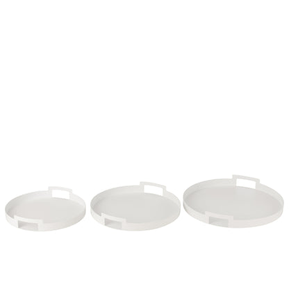 Bandeja Redonda Metal Blanco Set de 3 J-Line
