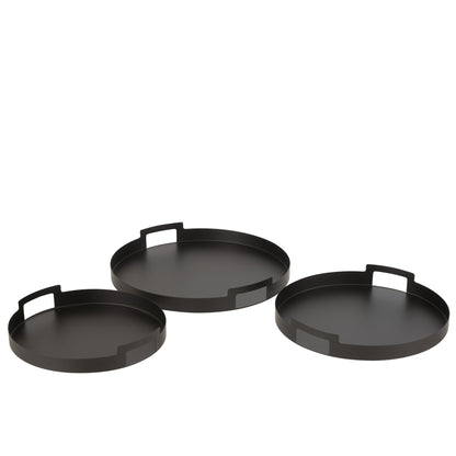 Bandeja Redonda Metal Negro Set de 3 J-Line