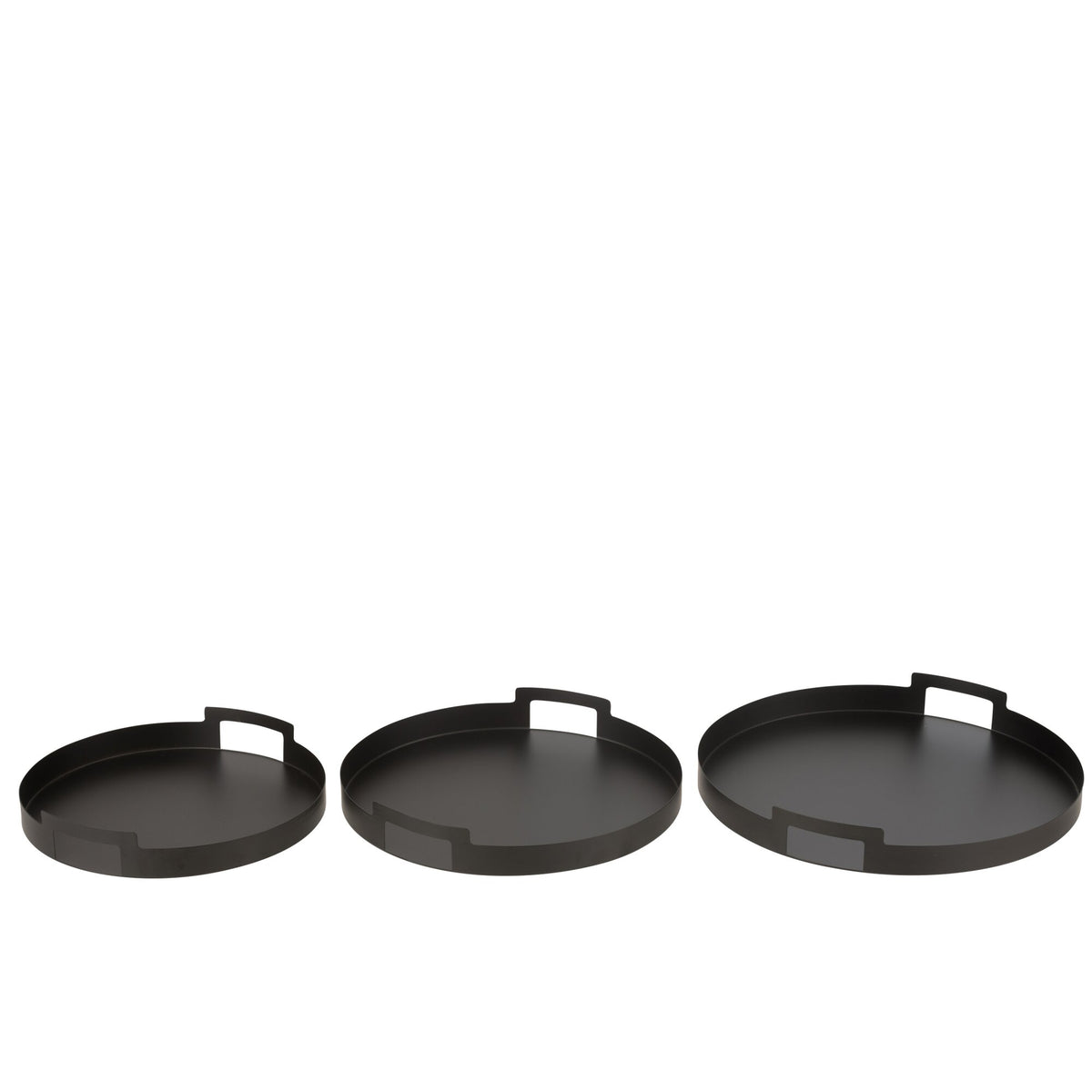 Bandeja Redonda Metal Negro Set de 3 J-Line