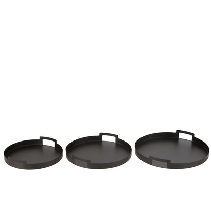 Bandeja Redonda Metal Negro Set de 3 J-Line
