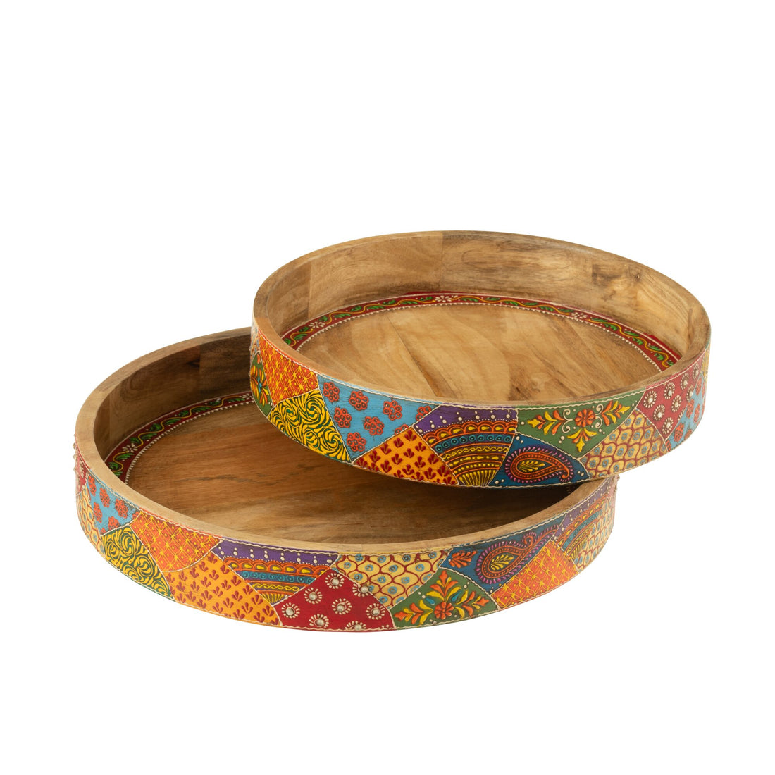Set de 2 bandejas Delhi de madera de mango J-Line