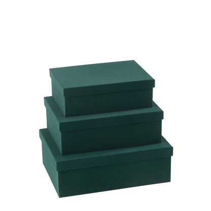 Cajas rectangulares de papel aterciopelado verde, set de 3, J-Line
