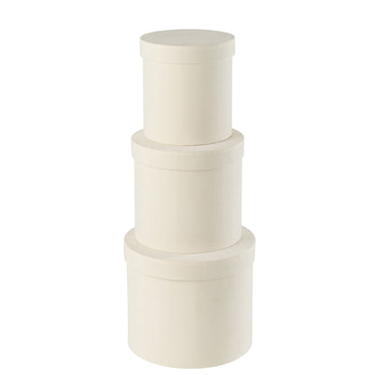 Cajas redondas de papel aterciopelado blanco, set de 3, J-Line
