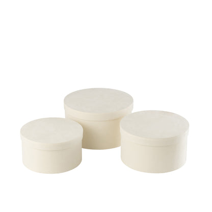 Cajas Redondas Planas de Papel Terciopelo Blanco Set de 3 J-Line