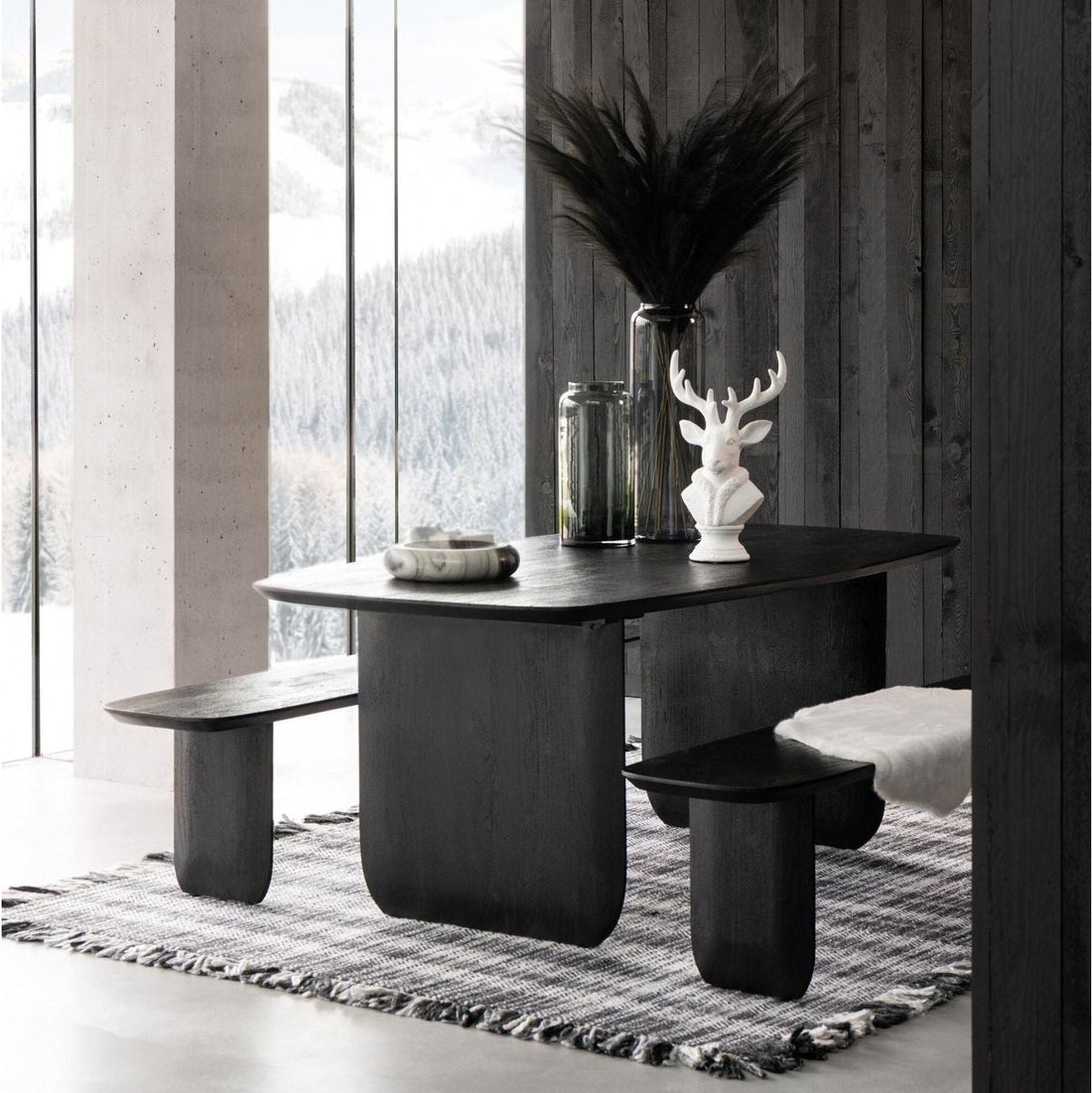 Mesa de comedor de madera de acacia negra 190x100 cm J-Line