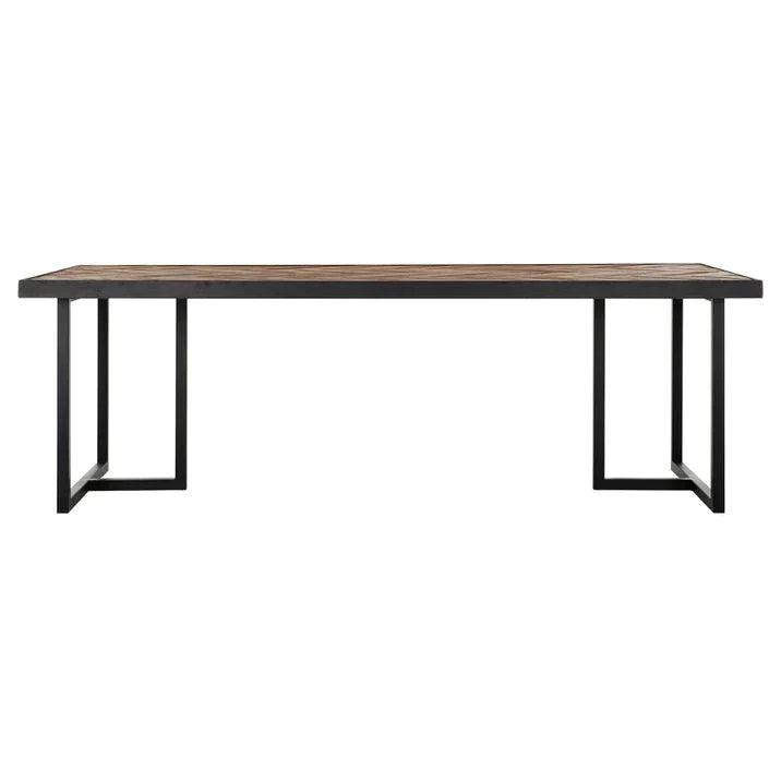 Eetkamertafel Criss Cross van DTP Home, blad van gemixt hout op zwart stalen frame