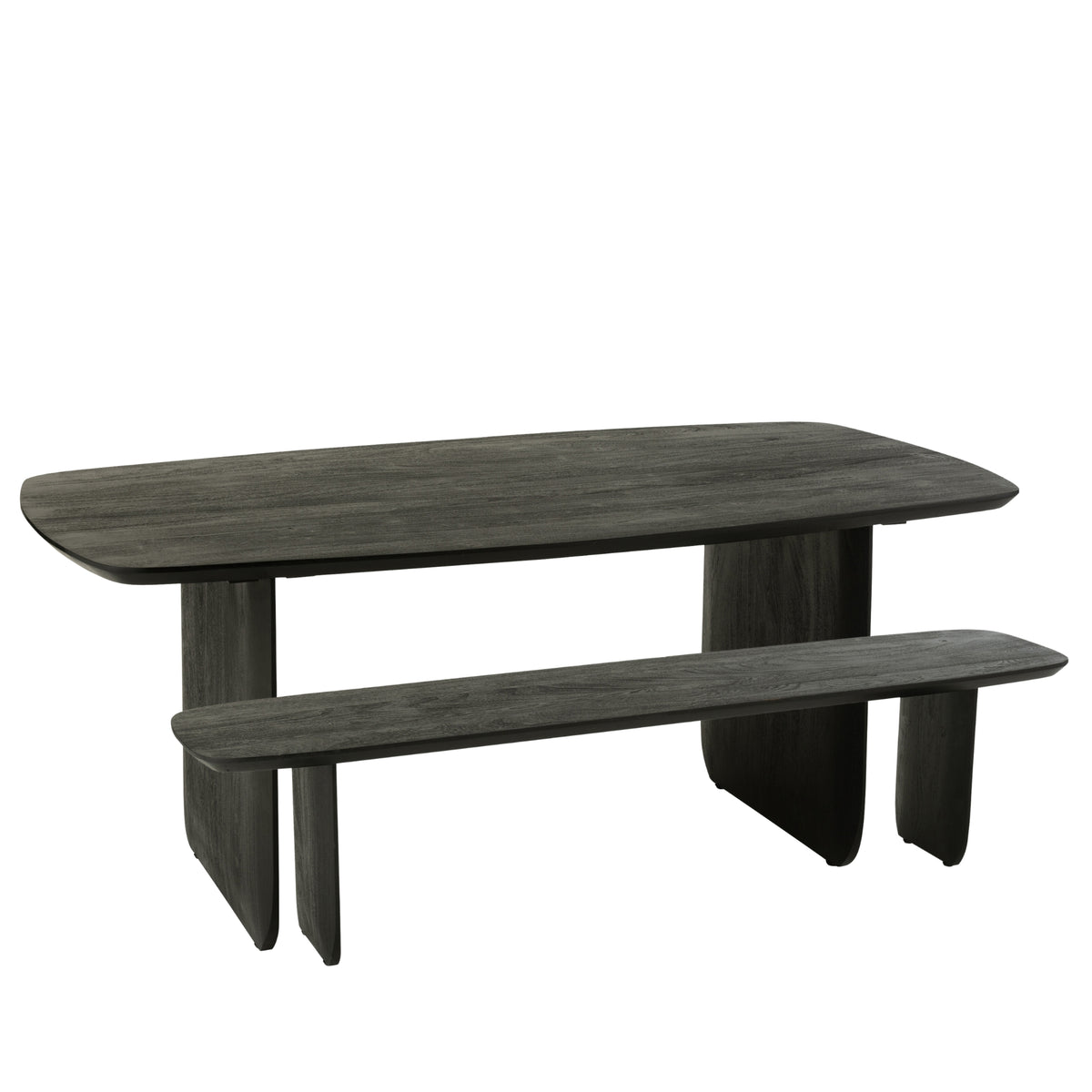 Eetkamertafel + Eetkamerbank Acaciahout Zwart 190cm J-Line - Eetkamertafel - Living Lovely - livinglovely.nl