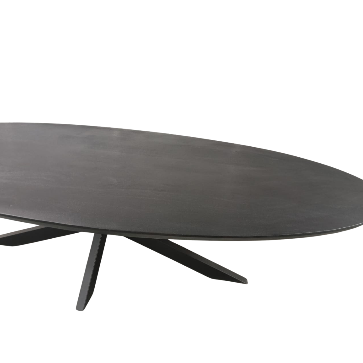Zwarte eettafel Brandy van Starfurn met opgedikt blad van 6 cm dik hout