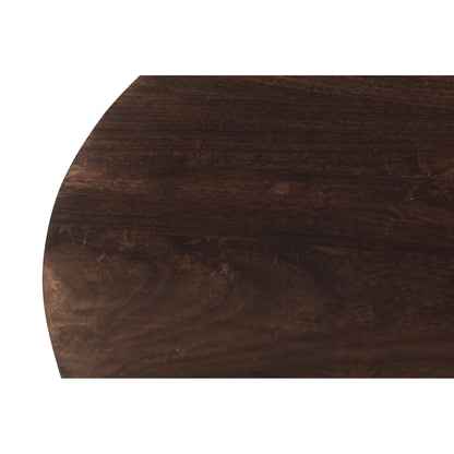 Detail van de nerf en de afgeronde rand van het Walnut tafelblad