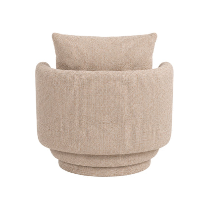 Elin Fauteuil Opulence Beige Rond van PTMD, achteraanzicht van de beige fauteuil