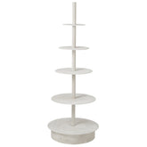 Etagere Rond 5 Laags Metaal Wit van J-Line, witte etagere met vijf ronde bladen van 180cm hoog