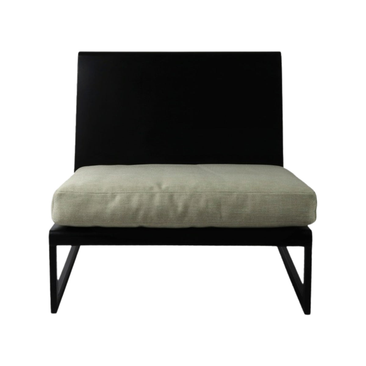 Fauteuil Vanta Loungestoel Metaal Zwart van Pomax, vooraanzicht van het metalen frame met kussen
