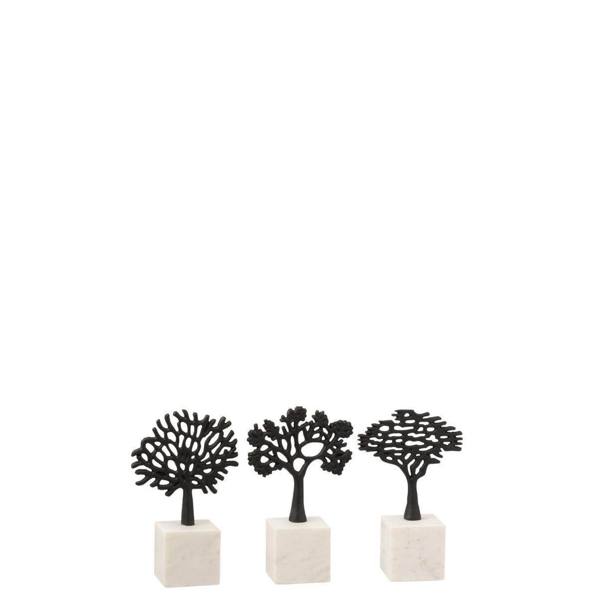 Figura Árbol sobre Pie Aluminio/Mármol Negro/Blanco Set de 3 J-Line