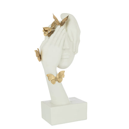 Soporte para caras de mariposa Poly blanco/dorado J-Line