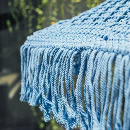Handgeknoopte Parasol - Blauw Fringes - 250cm - Handgeknoopte parasol - Todo Bien - livinglovely.nl