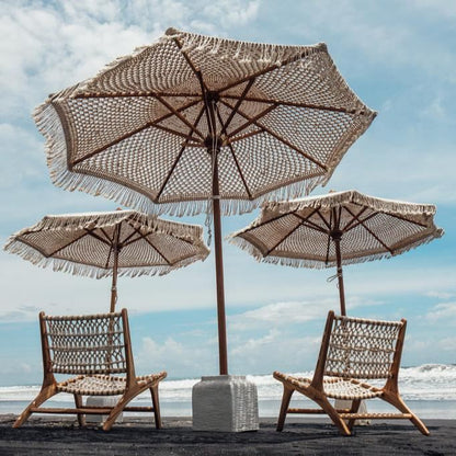 Handgeknoopte Parasol - Créme Fringe - 300cm - Handgeknoopte parasol - Todo Bien - livinglovely.nl