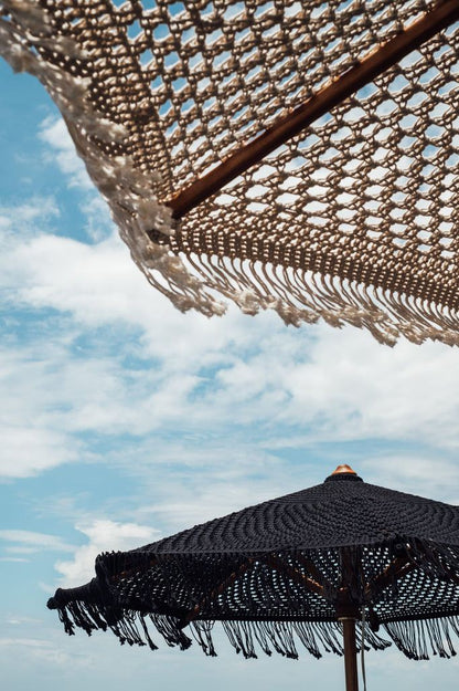 Handgeknoopte Parasol - Créme Fringe - 300cm - Handgeknoopte parasol - Todo Bien - livinglovely.nl
