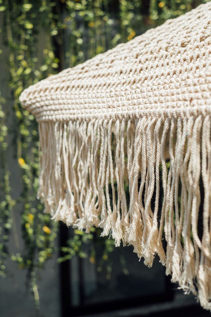 Handgeknoopte Parasol - Créme Fringe - 300cm - Handgeknoopte parasol - Todo Bien - livinglovely.nl