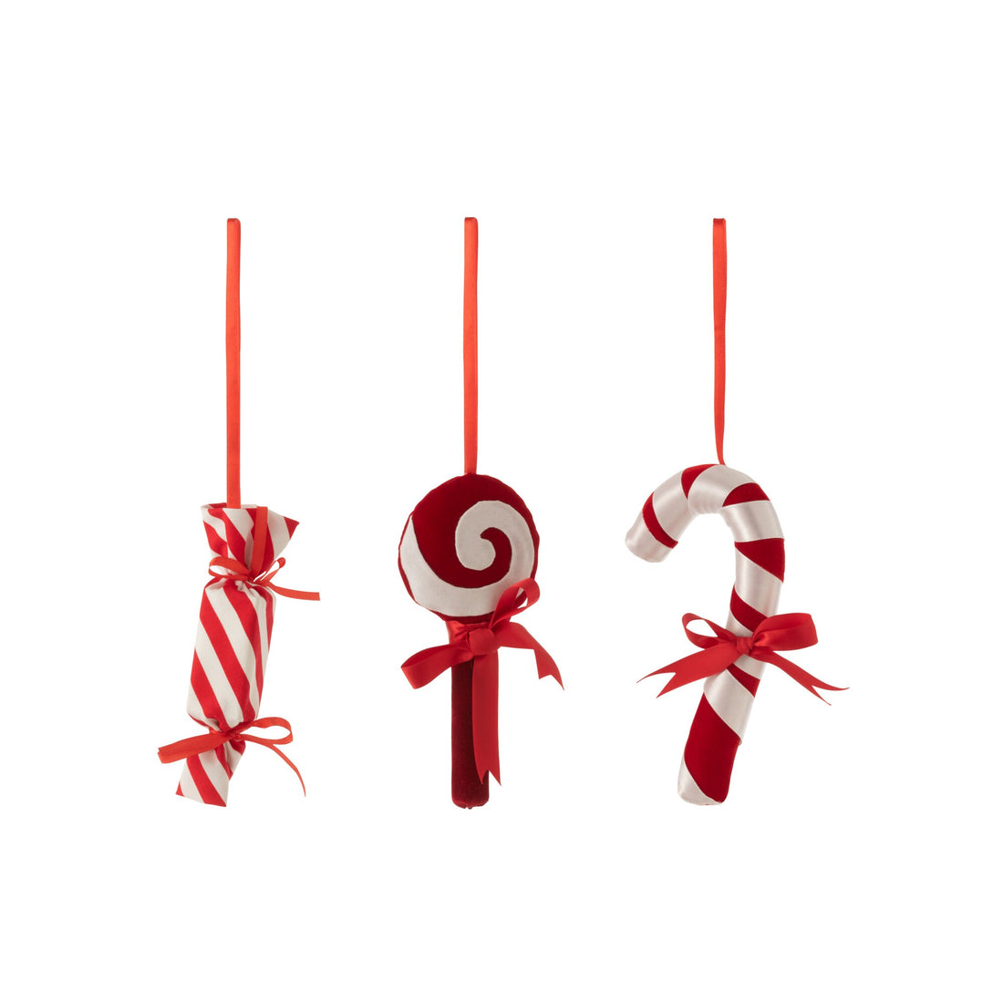 Colgador Caramelo de Tela Rojo/Blanco Set de 3 J-Line