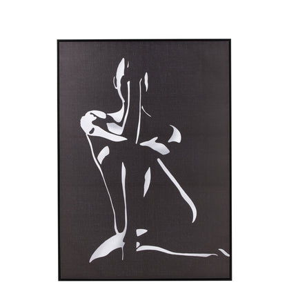 Panel de pared J-Line Frame Woman lienzo madera negro J-Line