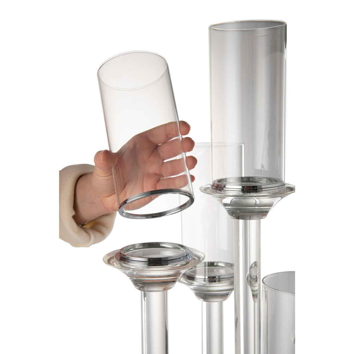 Portavelas 5 Cristal Grande Transparente H100cm J-Line