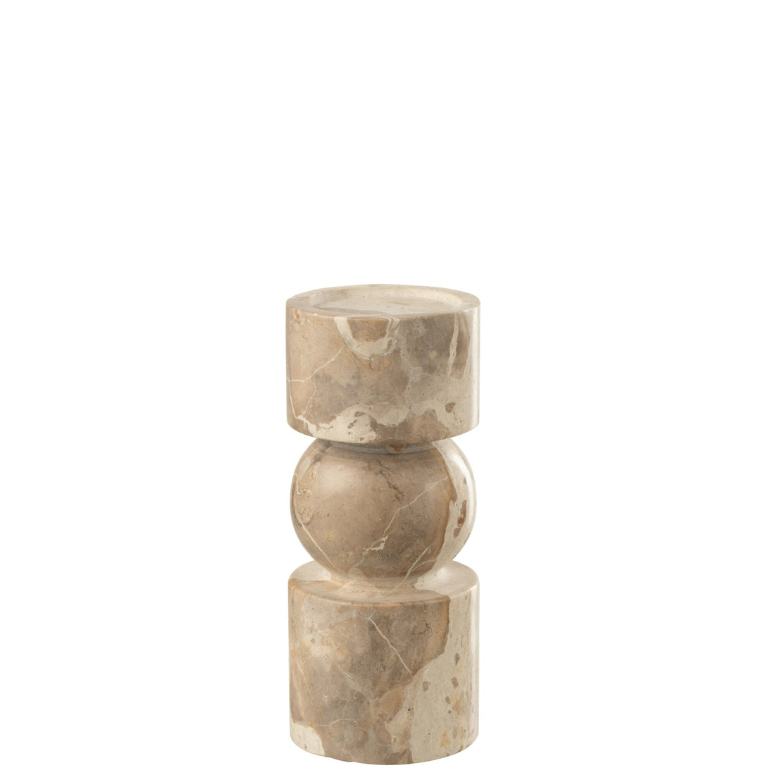 Portavelas de mármol beige pequeño J-Line