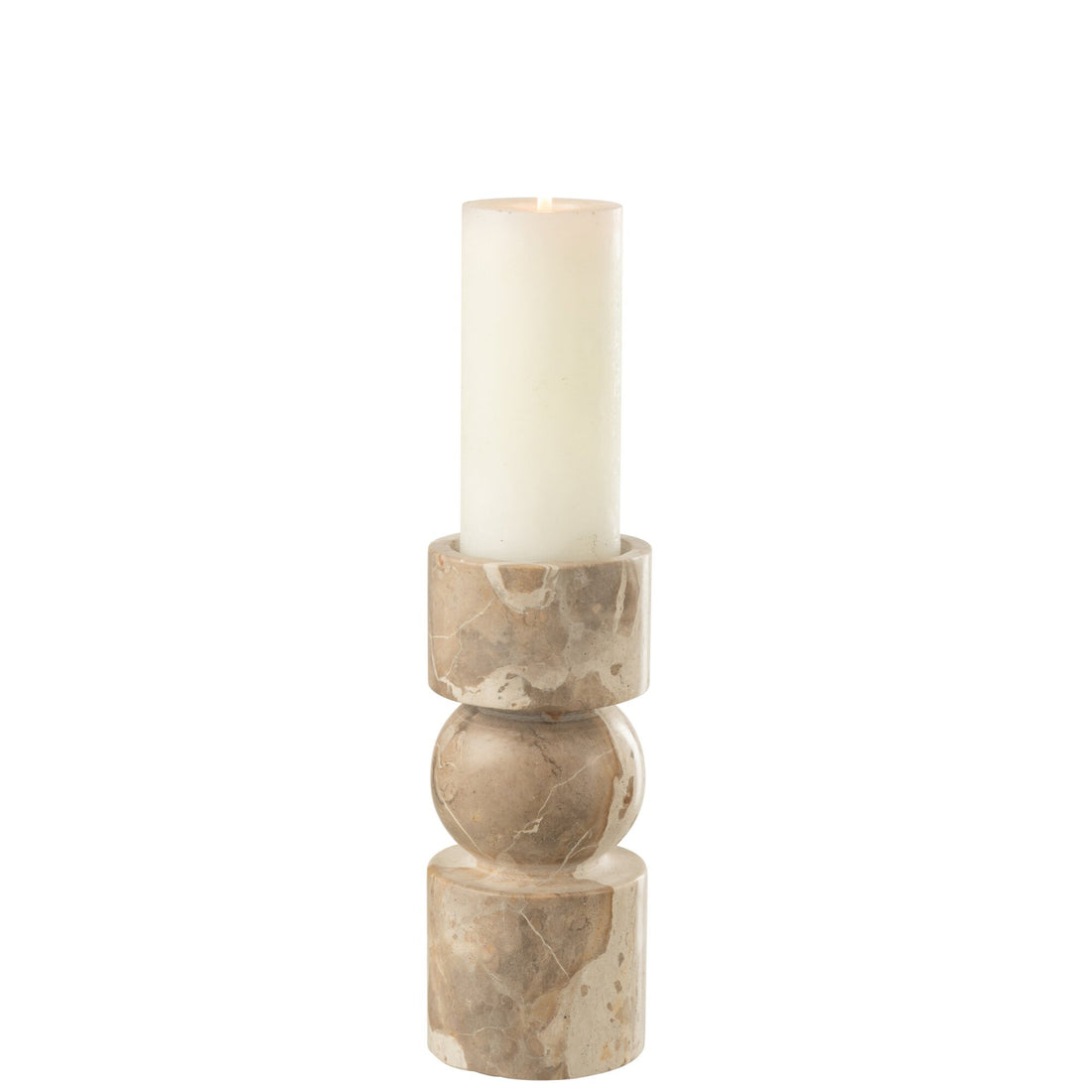 Portavelas de mármol beige pequeño J-Line