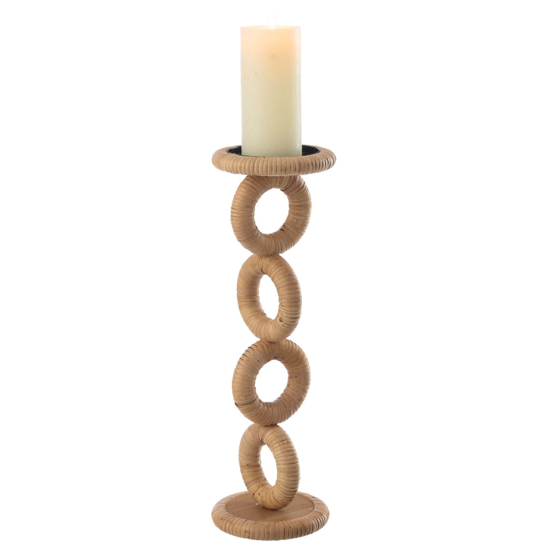 Soporte para vela en forma de anillo, MDF natural, grande, J-Line
