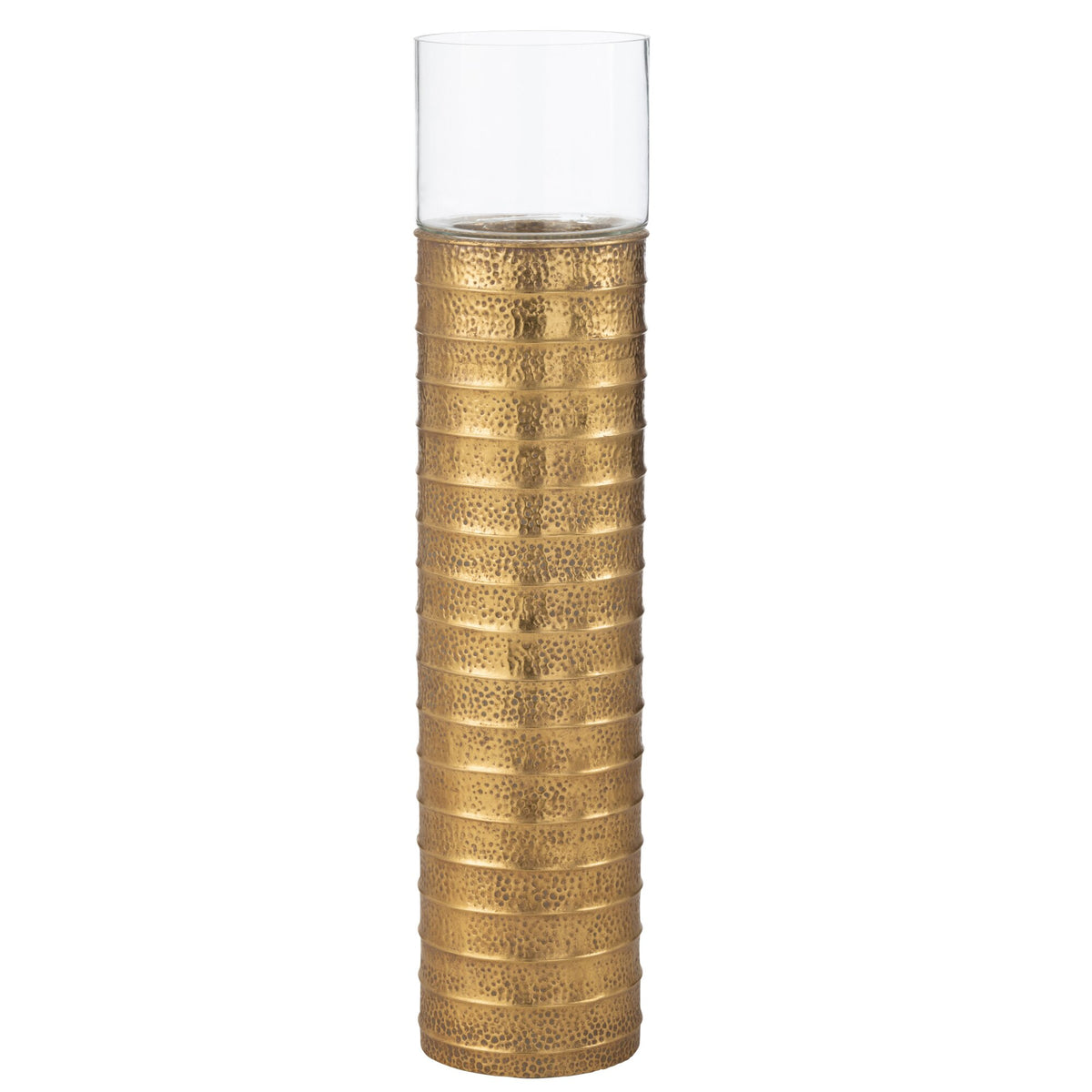 Portavelas Columna Metal/Vidrio Dorado Grande J-Line