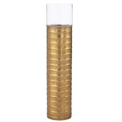 Portavelas Columna Metal/Vidrio Dorado Grande J-Line