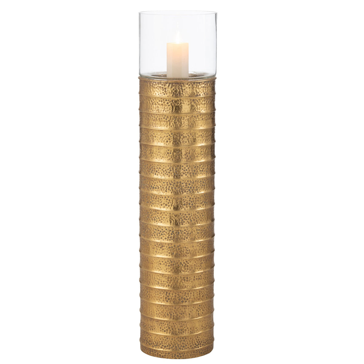 Portavelas Columna Metal/Vidrio Dorado Grande J-Line