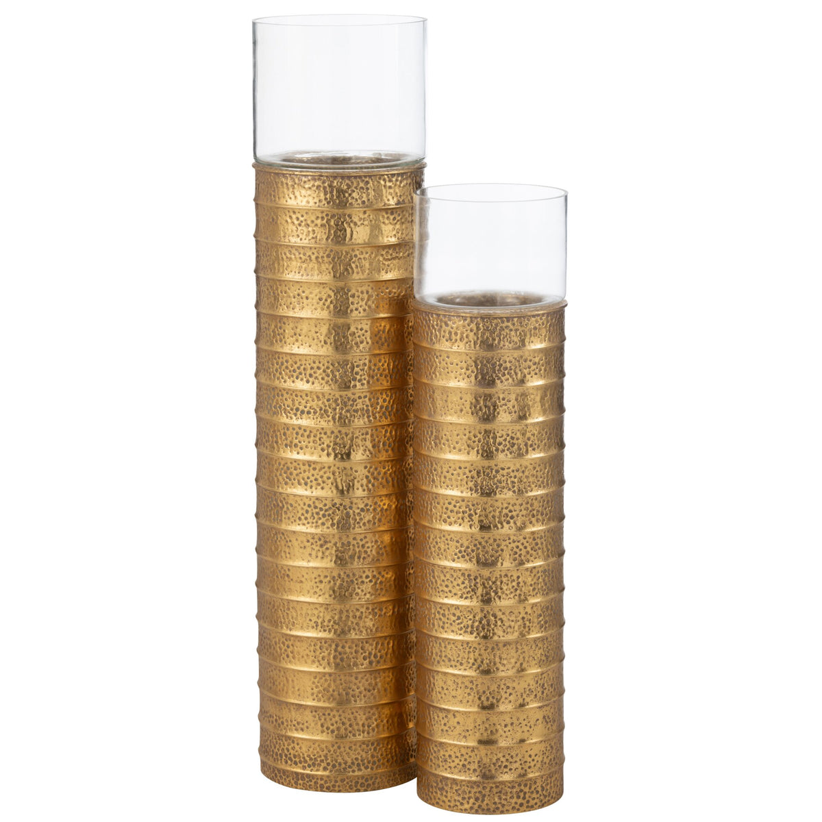 Portavelas Columna Metal/Vidrio Dorado Grande J-Line