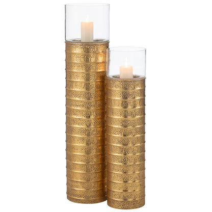 Portavelas Columna Metal/Vidrio Dorado Grande J-Line