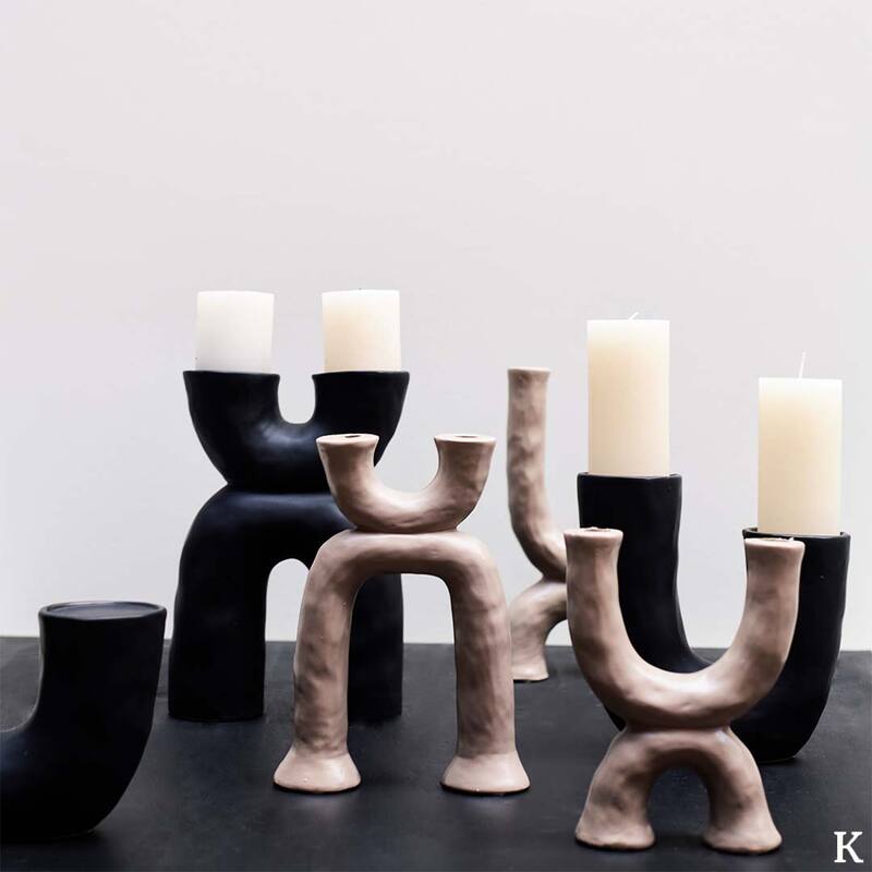 Kaarshouder Zwart 23x9x16cm 1 + 1 Gratis - Kandelaar - Living Lovely - livinglovely.nl