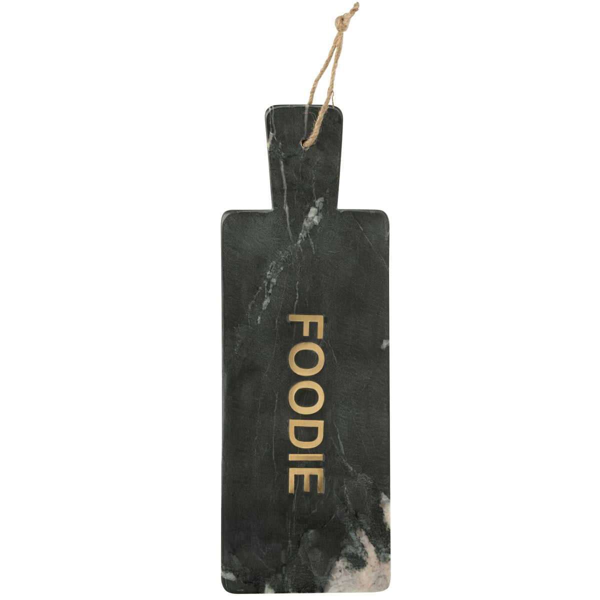 Tabla de quesos Foodie rectangular de mármol negro/dorada, grande, J-Line
