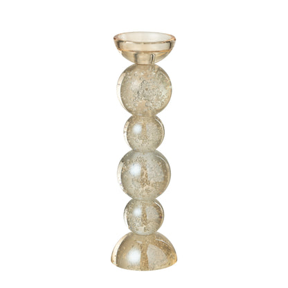 Kandelaar Glas Champagnekleurig Large Dia9,5xh34cm J-Line - Kaarshouder - J-Line - livinglovely.nl