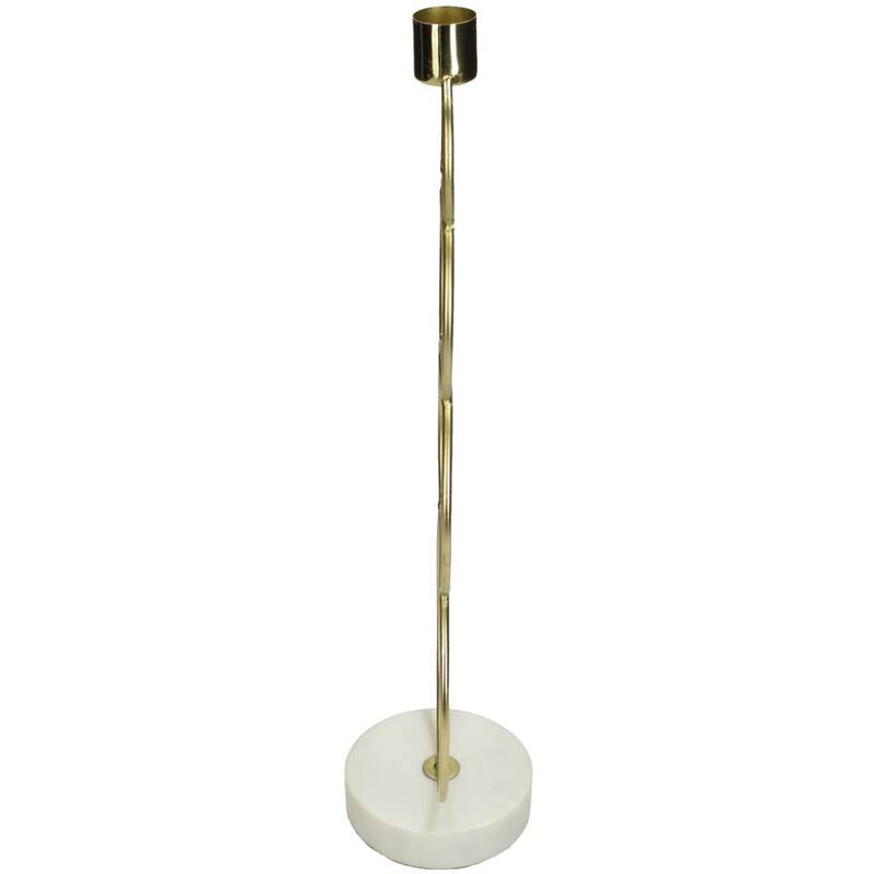 Kandelaar Ringen Goud op marmeren voet 13x9x36cm 1 + 1 Gratis - Kandelaar - Living Lovely - livinglovely.nl