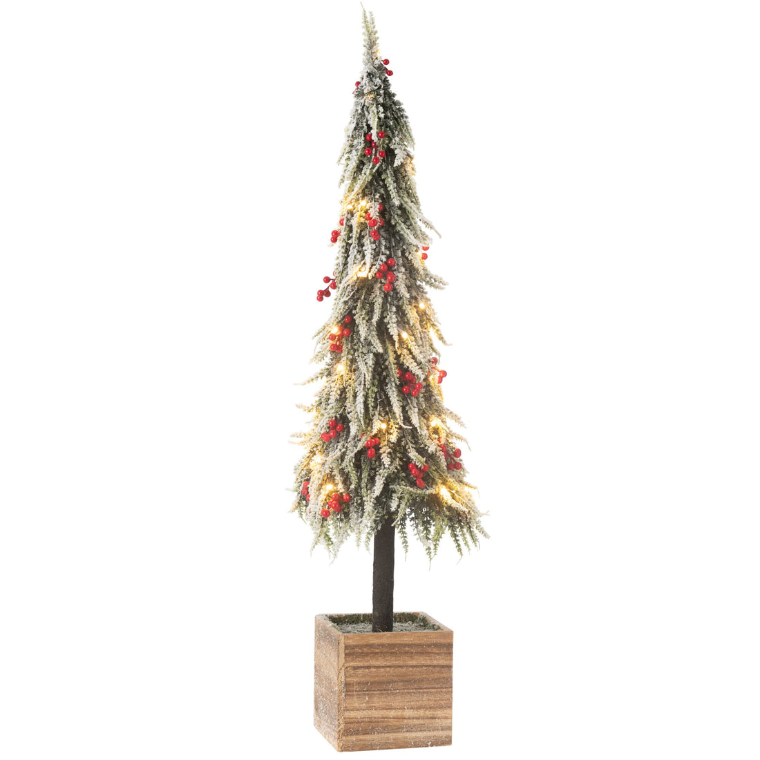Árbol de Navidad+Nieve Artificial de Plástico LED Verde/Rojo Extra Grande H95cm J-Line