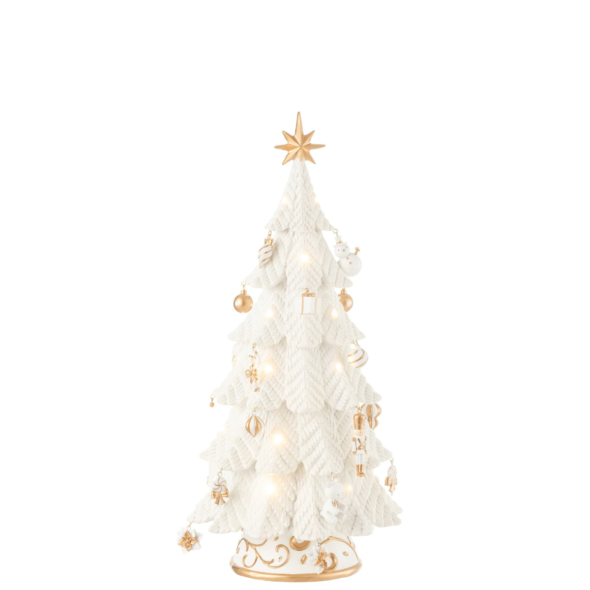 Adorno de árbol de Navidad LED de resina blanco/dorado, pequeño, H51,5 cm, j-Line