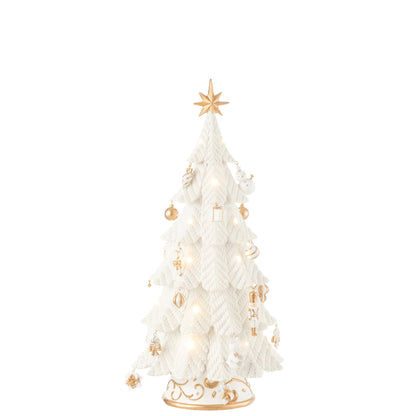 Adorno de árbol de Navidad LED de resina blanco/dorado, pequeño, H51,5 cm, j-Line