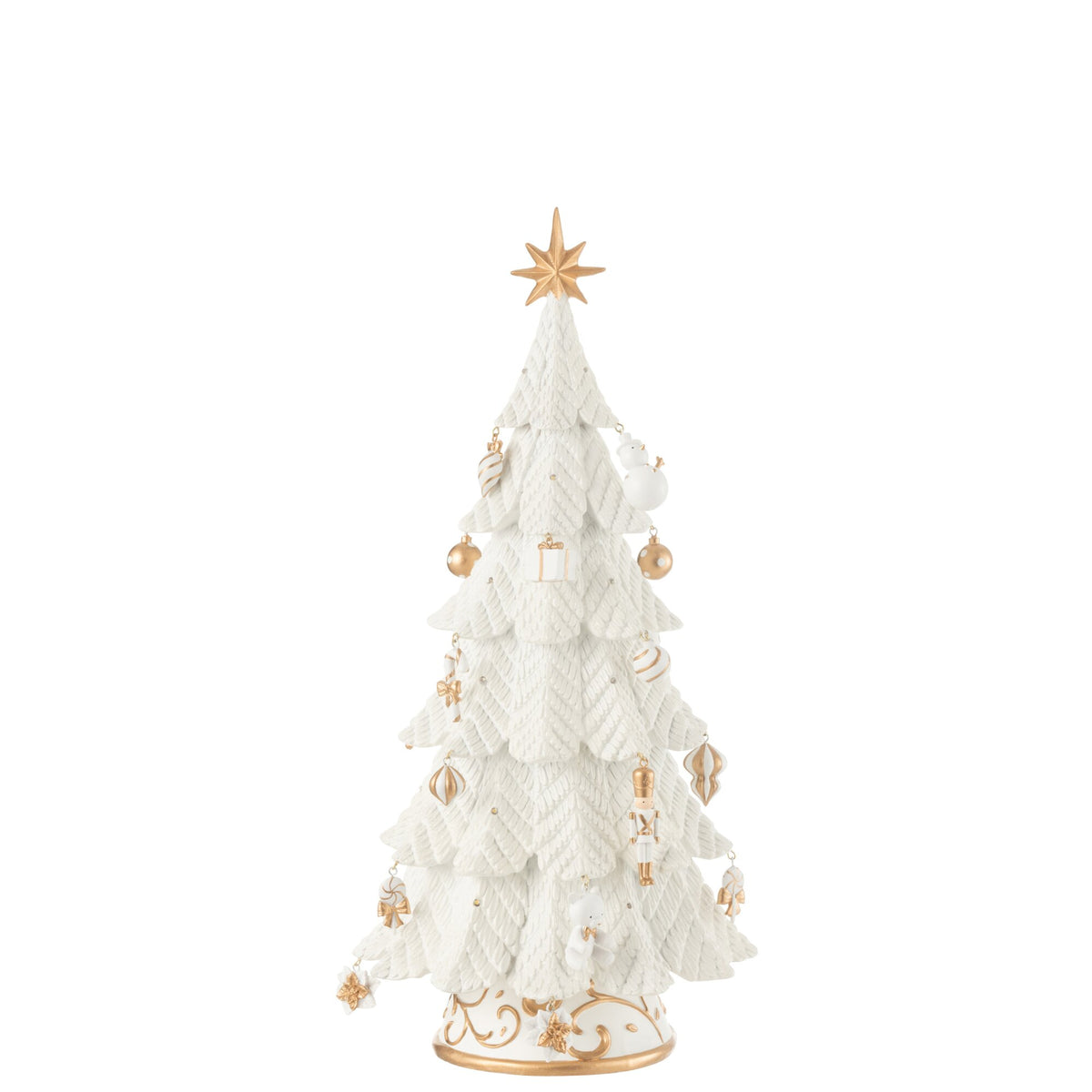 Adorno de árbol de Navidad LED de resina blanco/dorado, pequeño, H51,5 cm, j-Line