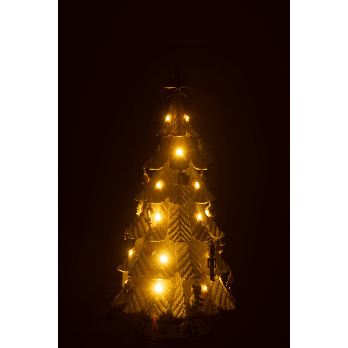 Adorno de árbol de Navidad LED de resina blanco/dorado, pequeño, H51,5 cm, j-Line