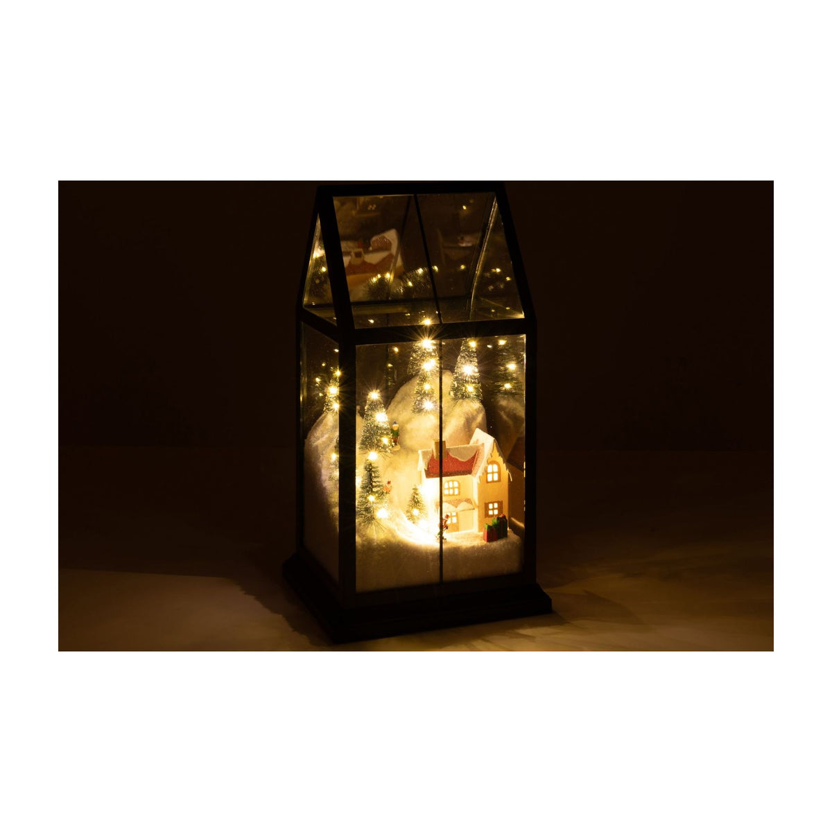 Pueblo navideño de vidrio LED multicolor pequeño J-Line
