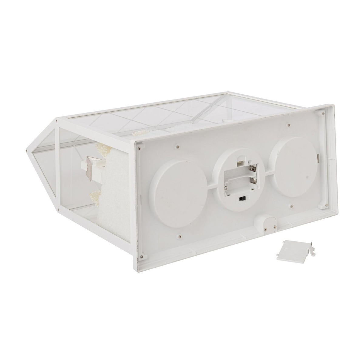 Pueblo navideño de cristal LED blanco/dorado, grande, J-Line