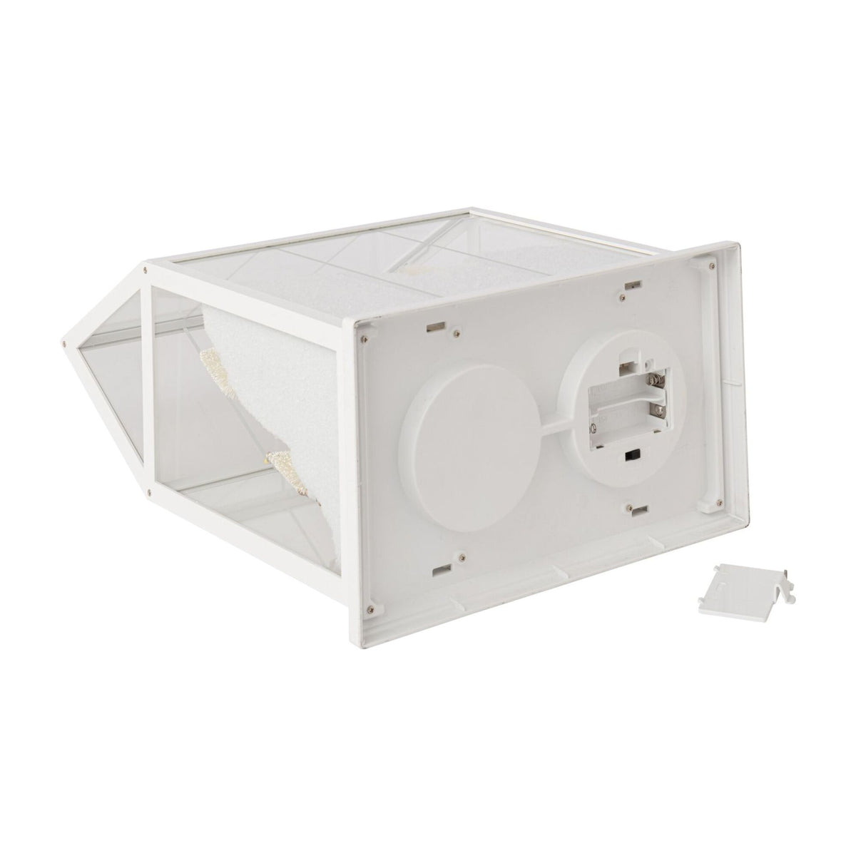 Pueblo navideño de cristal LED blanco/dorado, tamaño mediano J-Line