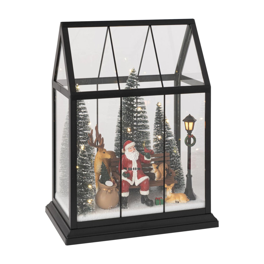 Papá Noel LED con Animales Vidrio Multicolor Mediano J-Line