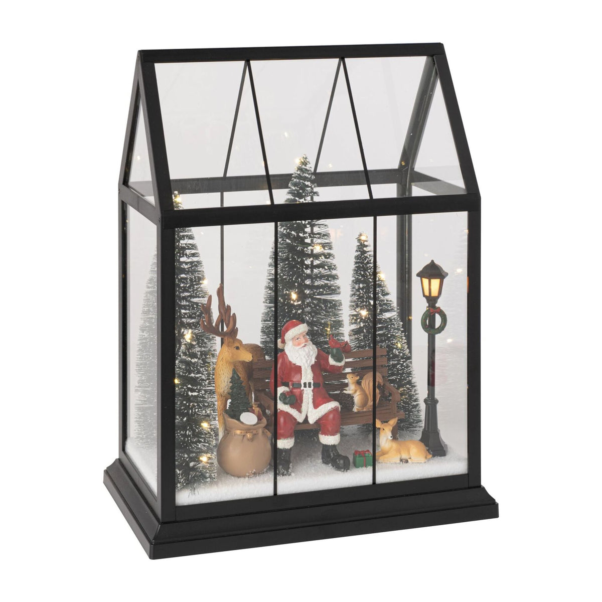 Papá Noel LED con Animales Vidrio Multicolor Mediano J-Line
